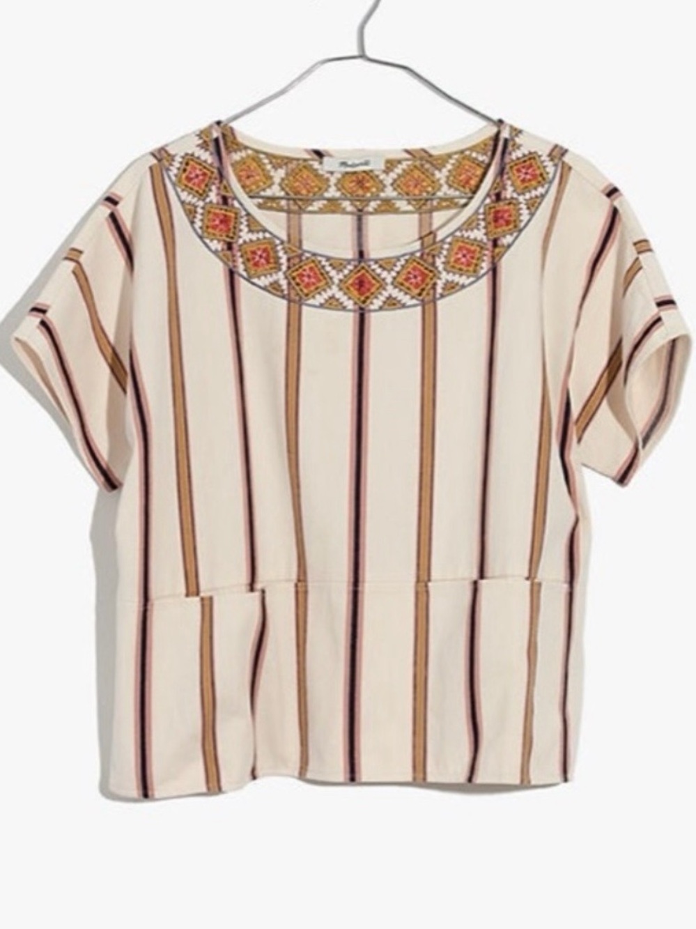 Madewell Striped Boxy Top with Embroidered Neckline